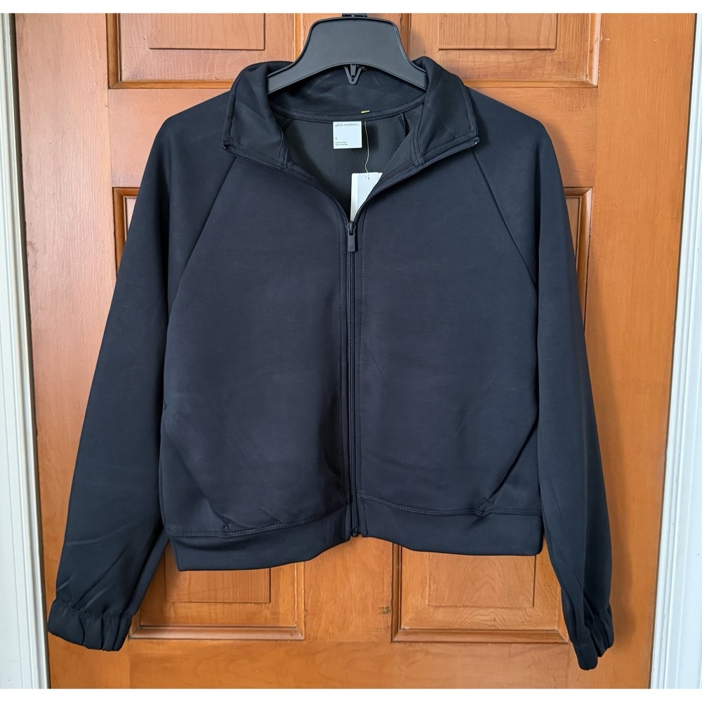 Women's All In Motion Black Airy Sleek Full Zip Jacket Size Small NWT Ultra Soft